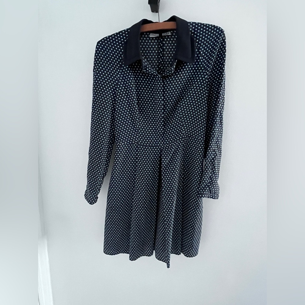 Tara Jarmon mademoiselle Tara Navy heart Polka Dot Long Sleeve Dress size 38
